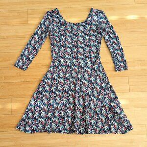 Springfield Viscose Floral Dress Fit and Flare 3/4 Sleeve Soft Stretch Mini